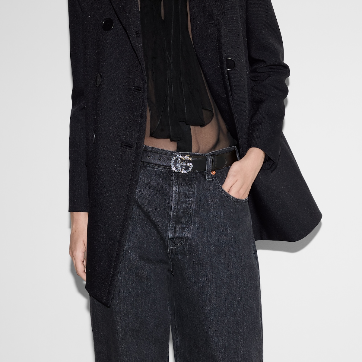 GG Marmont thin belt with crystals - Image 3